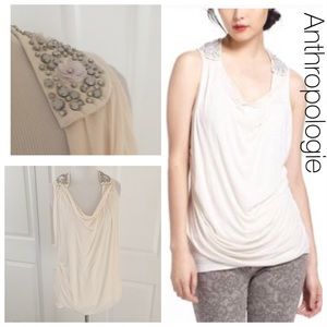 Anthropologie Leifnotes Beaded Collar Cowl Tank M